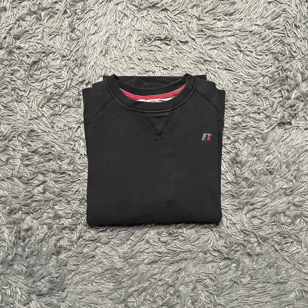 Y2K Russell Athletic Black Pullover Crewneck Sweater Sweatshirt Mens Size Large
